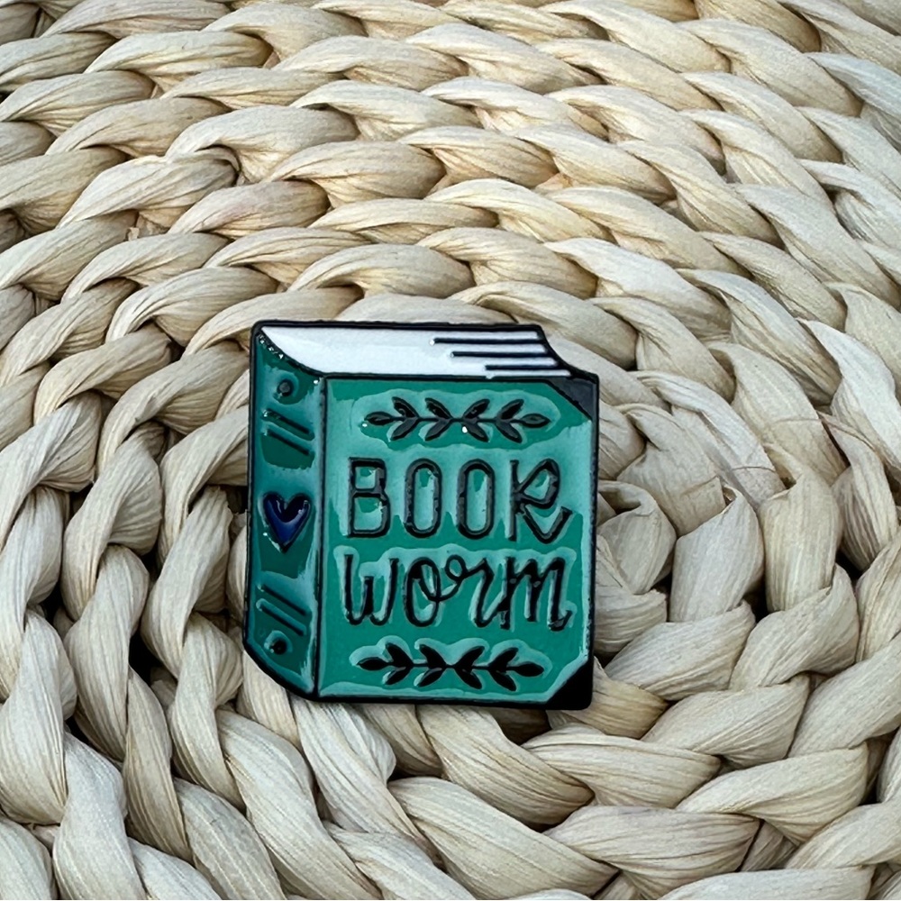 Book Worm Enamel Novelty Pin